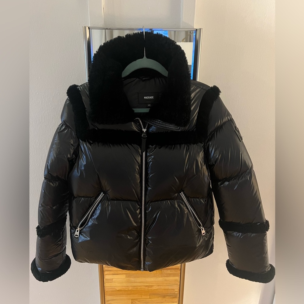 Mackage Miya shearling trim down jacket
